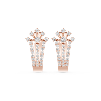 Elvara Floral Round Diamond Hoops