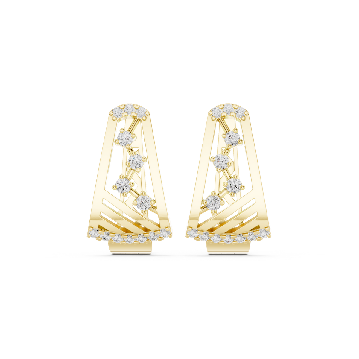 Alvara Diamond Trapeze Open Hoops