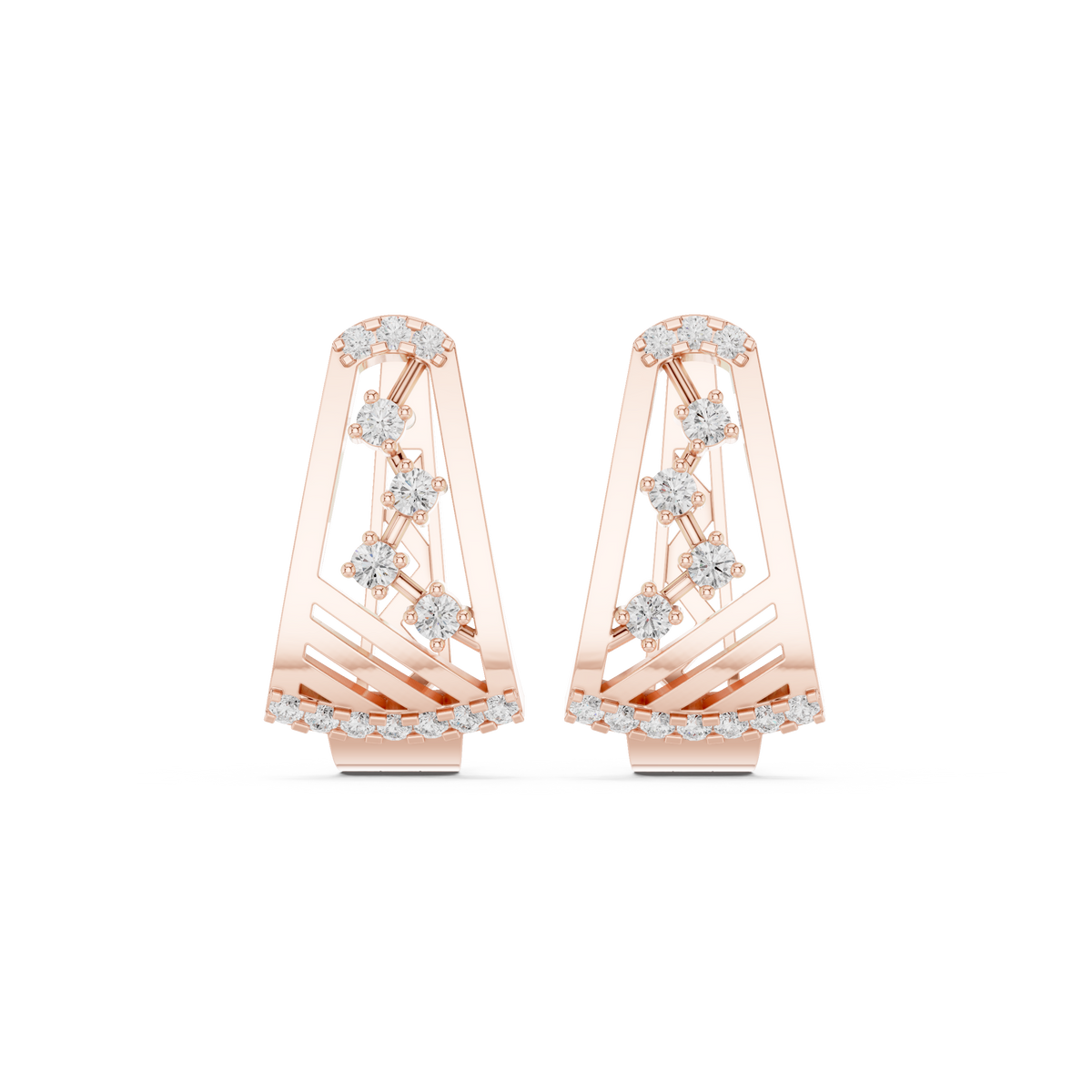 Alvara Diamond Trapeze Open Hoops