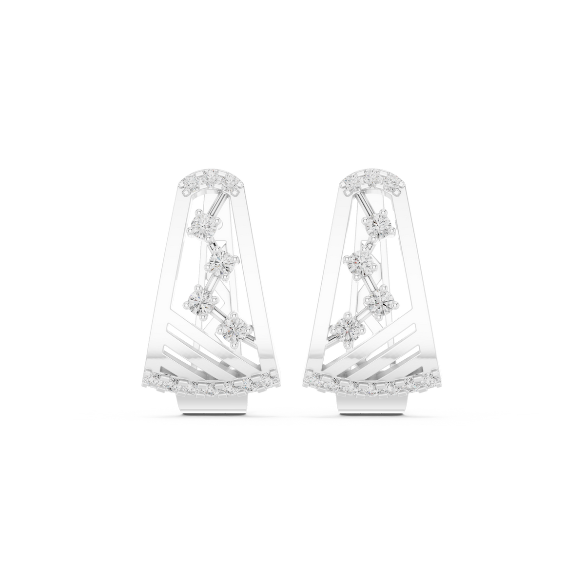 Alvara Diamond Trapeze Open Hoops