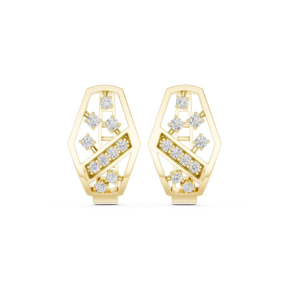 Elvara Geometric Diamond Pavé Hoops