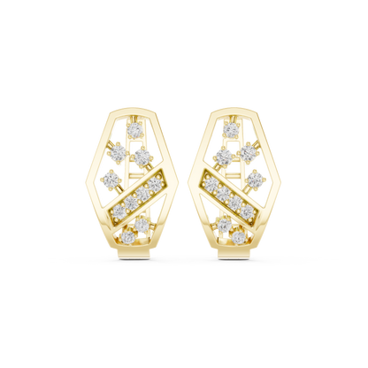 Elvara Geometric Diamond Pavé Hoops