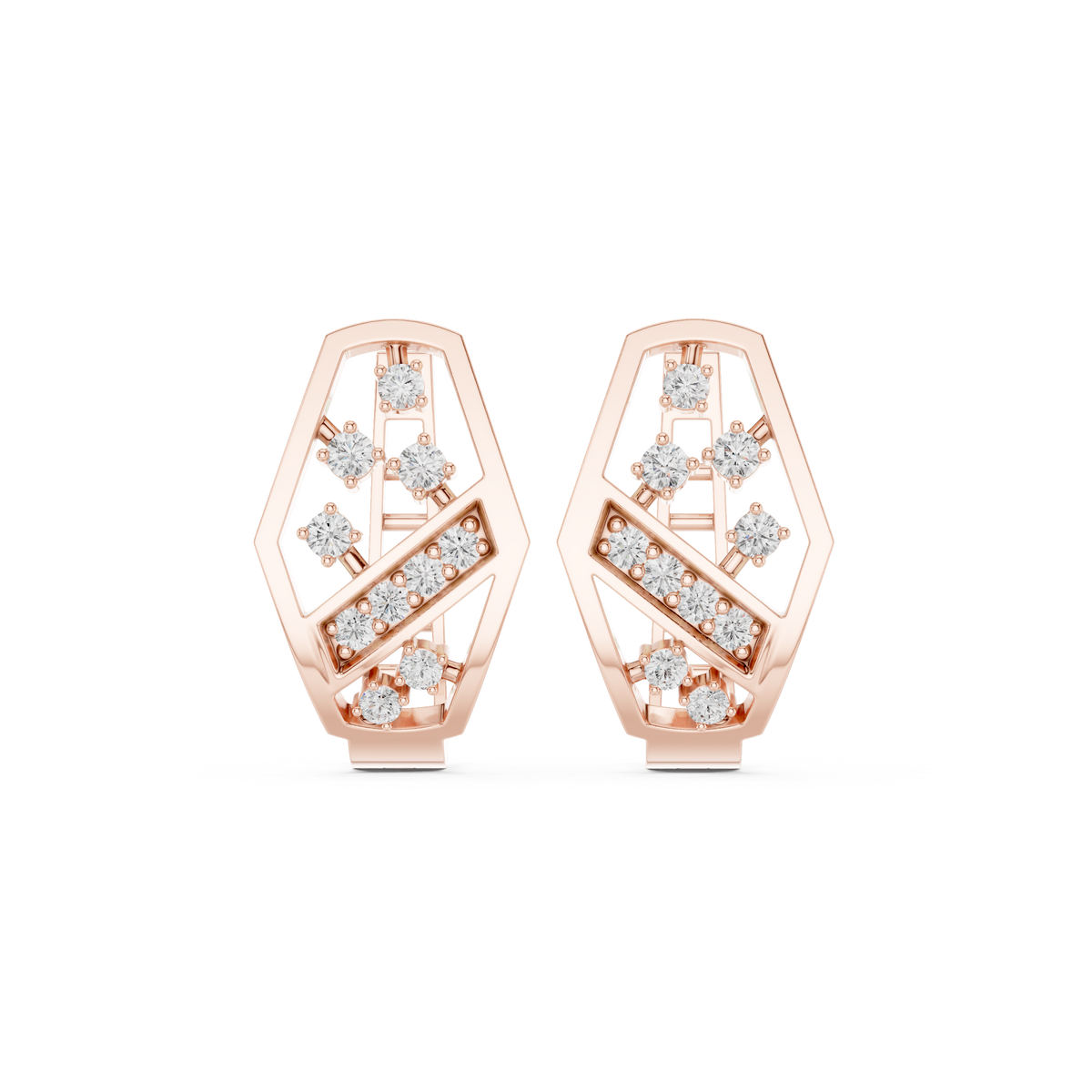 Elvara Geometric Diamond Pavé Hoops