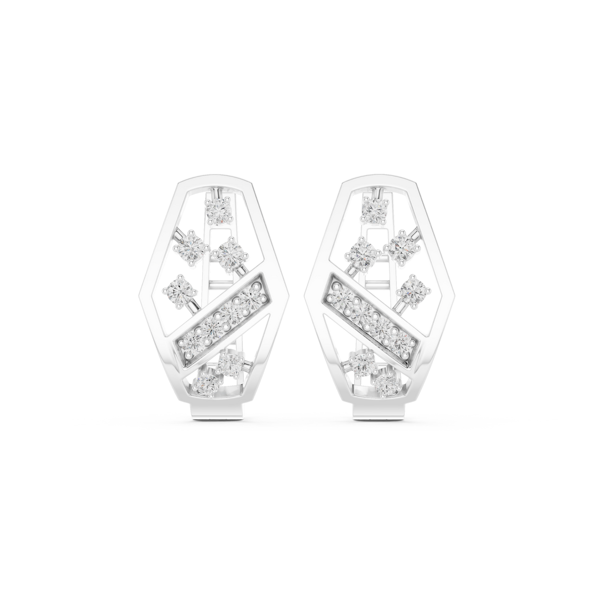 Elvara Geometric Diamond Pavé Hoops