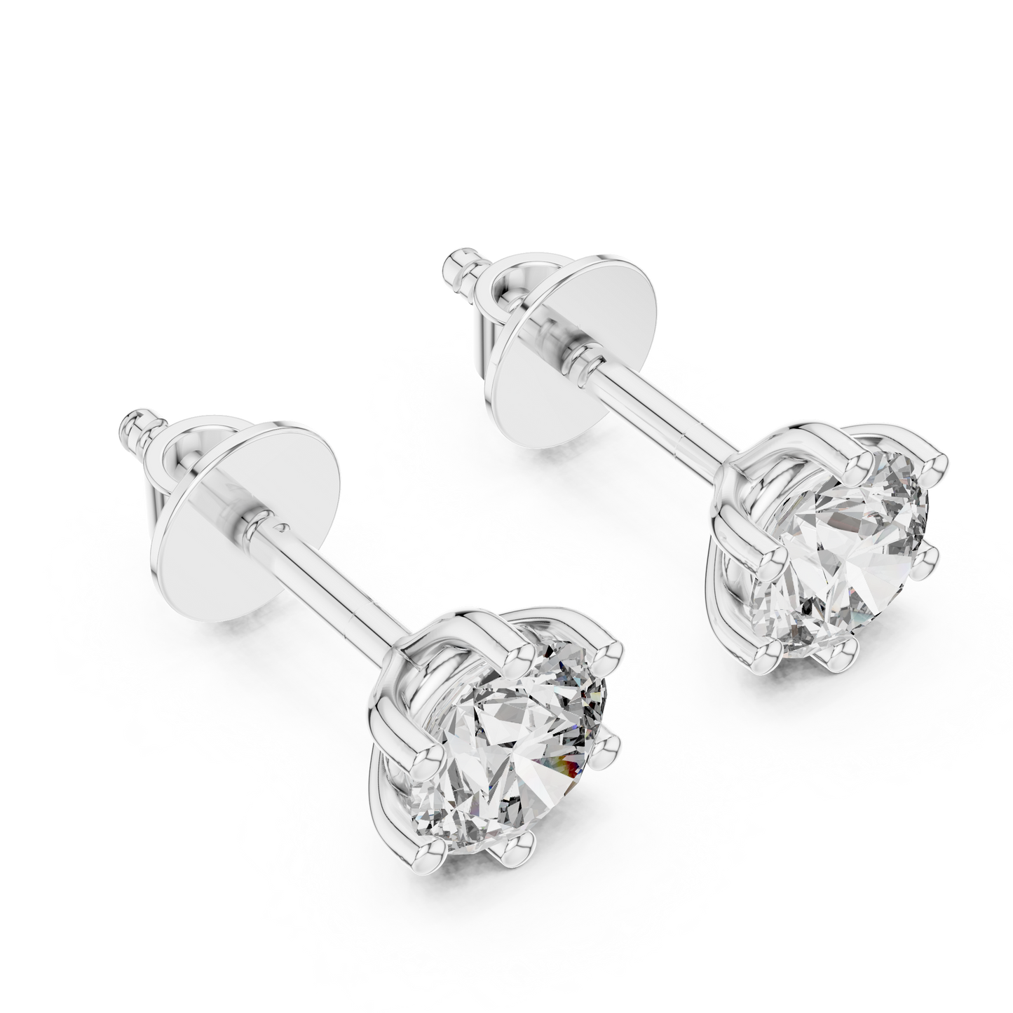 Timeless Brilliance Round Moissanite Solitaire Stud Earrings in 925 Sterling Silver