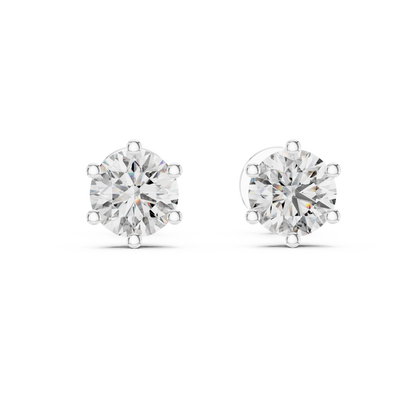 Timeless Brilliance Round Moissanite Solitaire Stud Earrings in 925 Sterling Silver