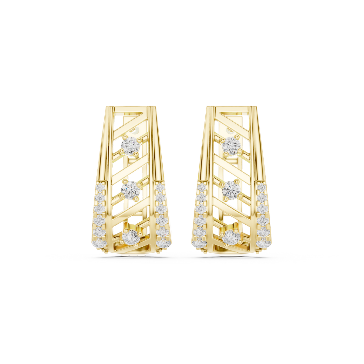Veylora Geometric Diamond Zigzag Hoops
