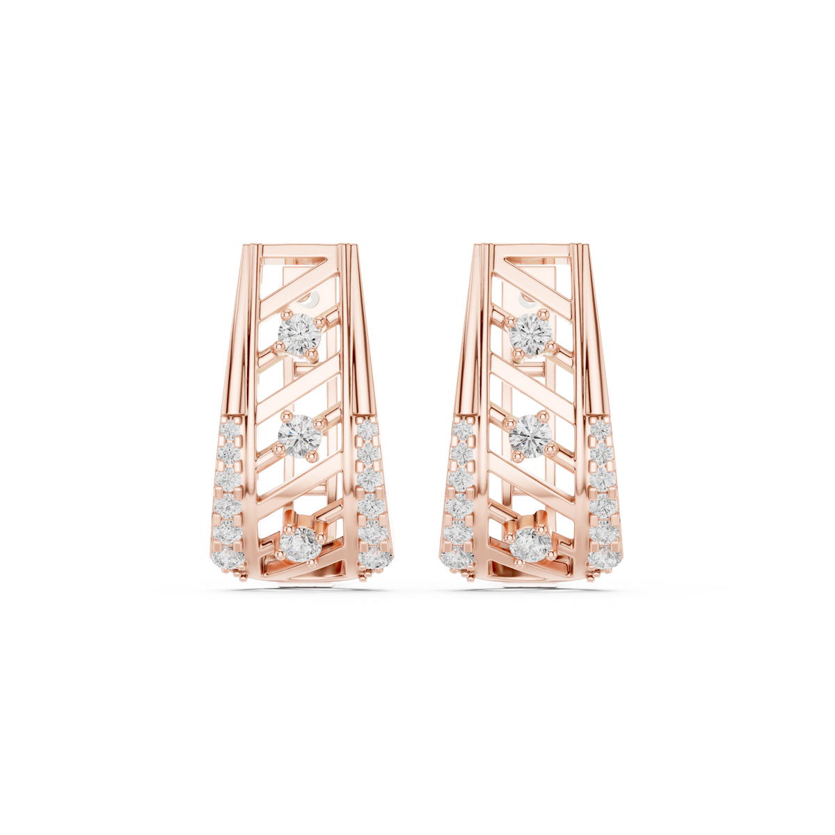 Veylora Geometric Diamond Zigzag Hoops