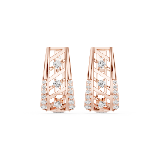 Veylora Geometric Diamond Zigzag Hoops