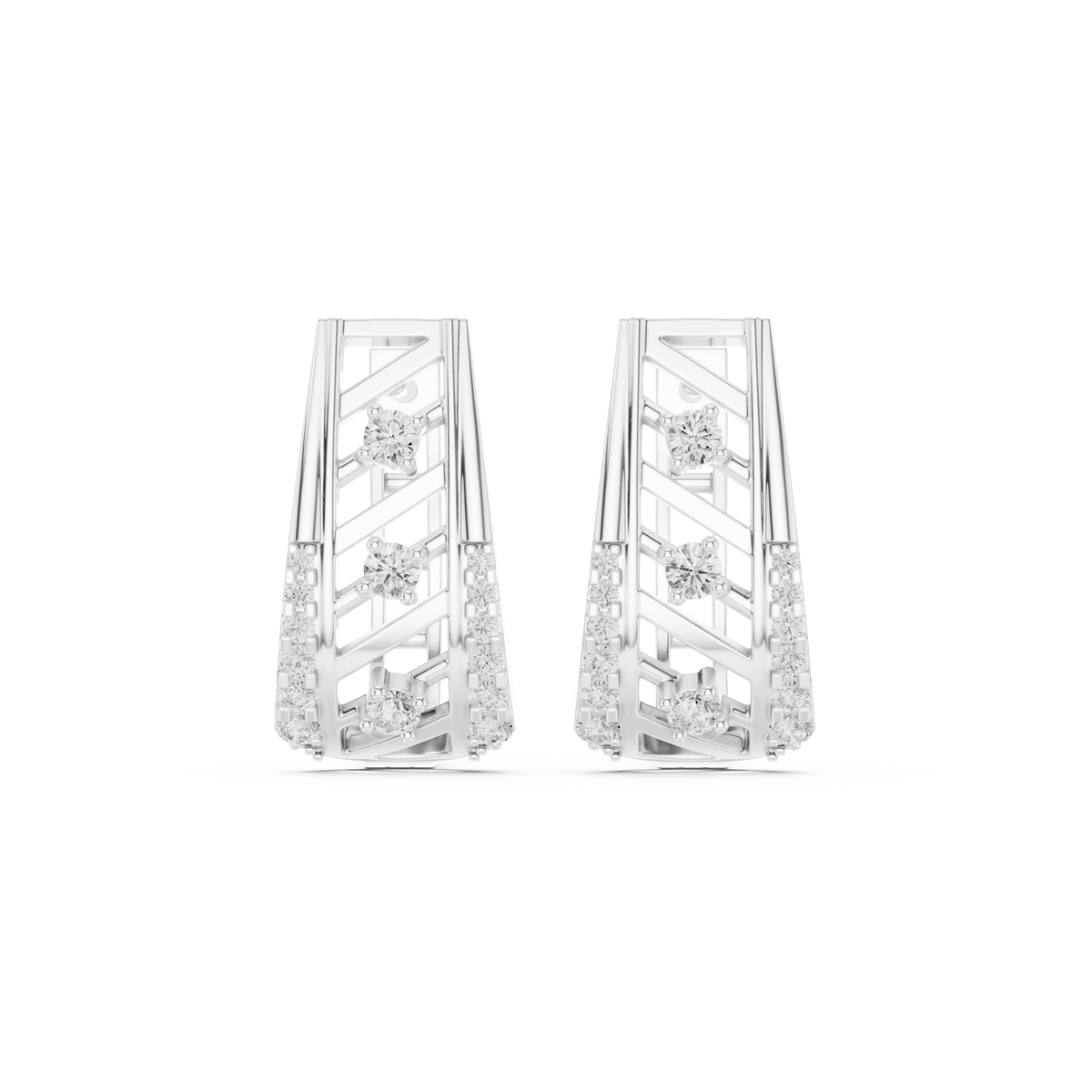Veylora Geometric Diamond Zigzag Hoops