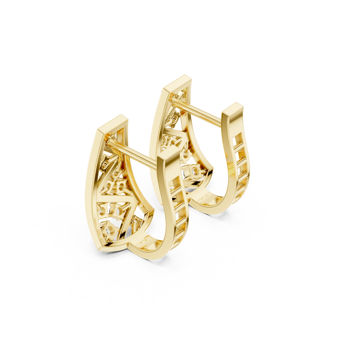 Zavielle Geometric Diamond Crisscross Hoops