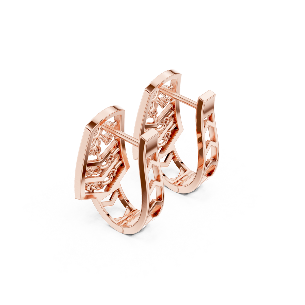 Veylora Chevron Diamond Hoops