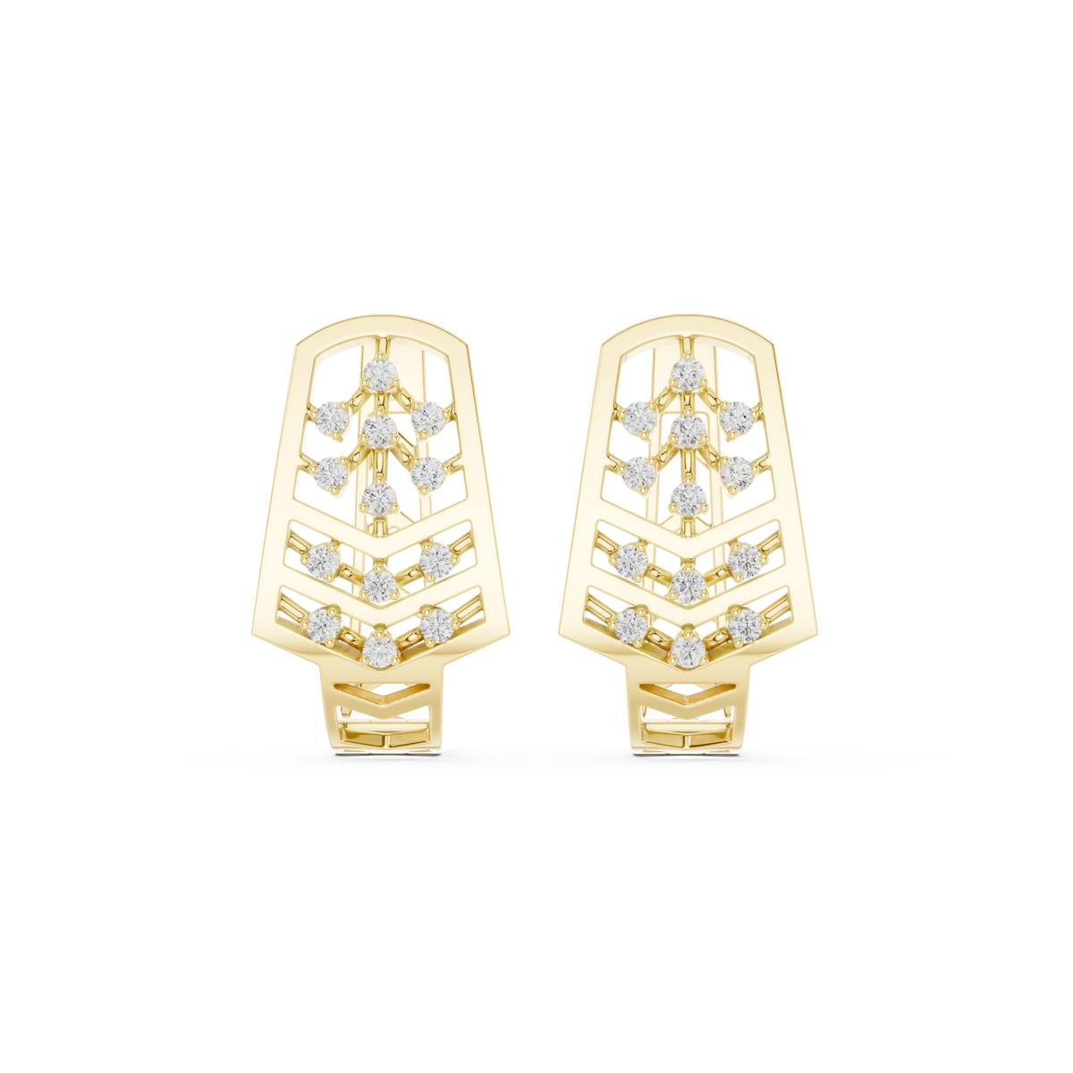 Veylora Chevron Diamond Hoops