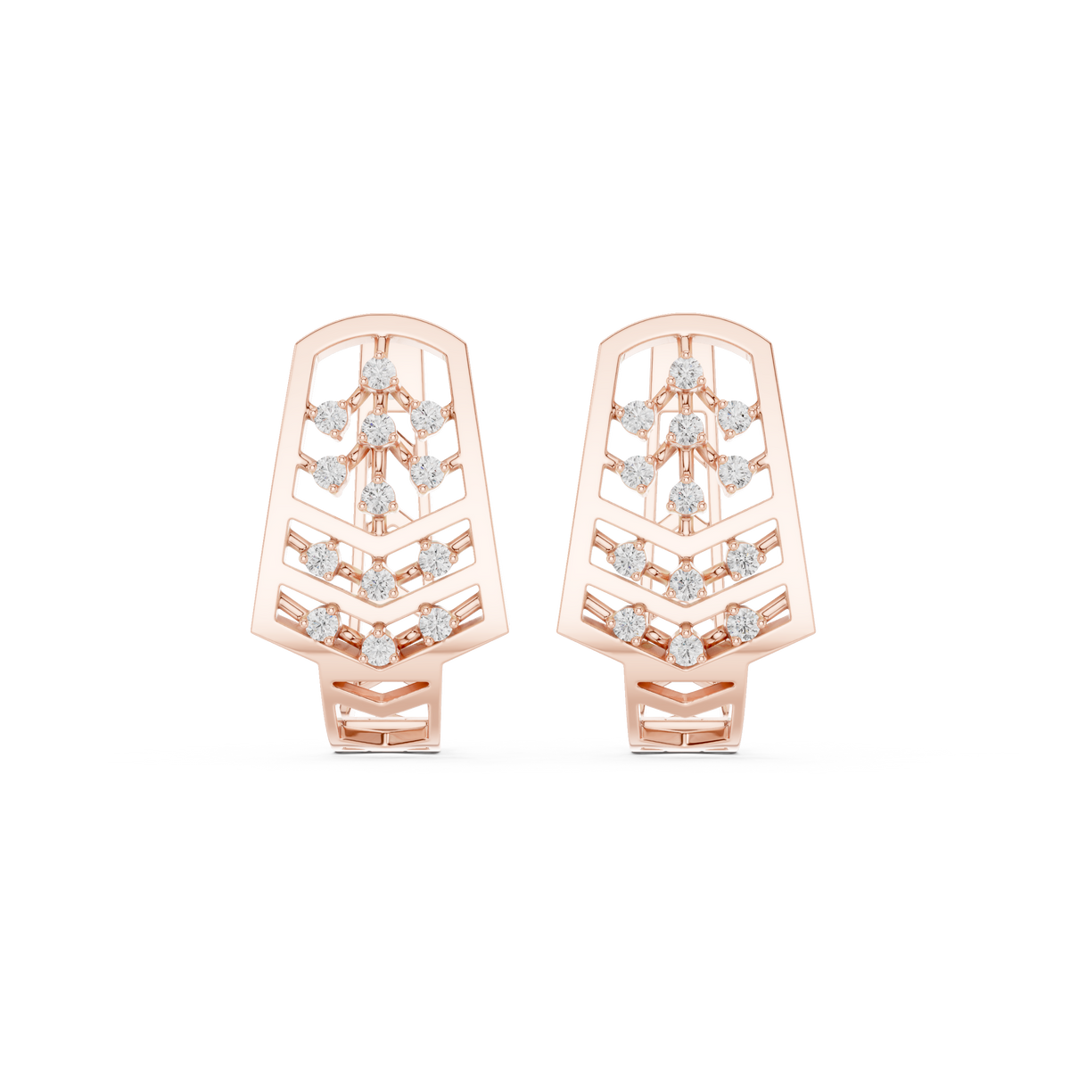 Veylora Chevron Diamond Hoops