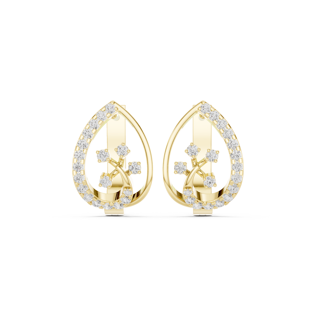 Elowra Teardrop Diamond Vine Hoops
