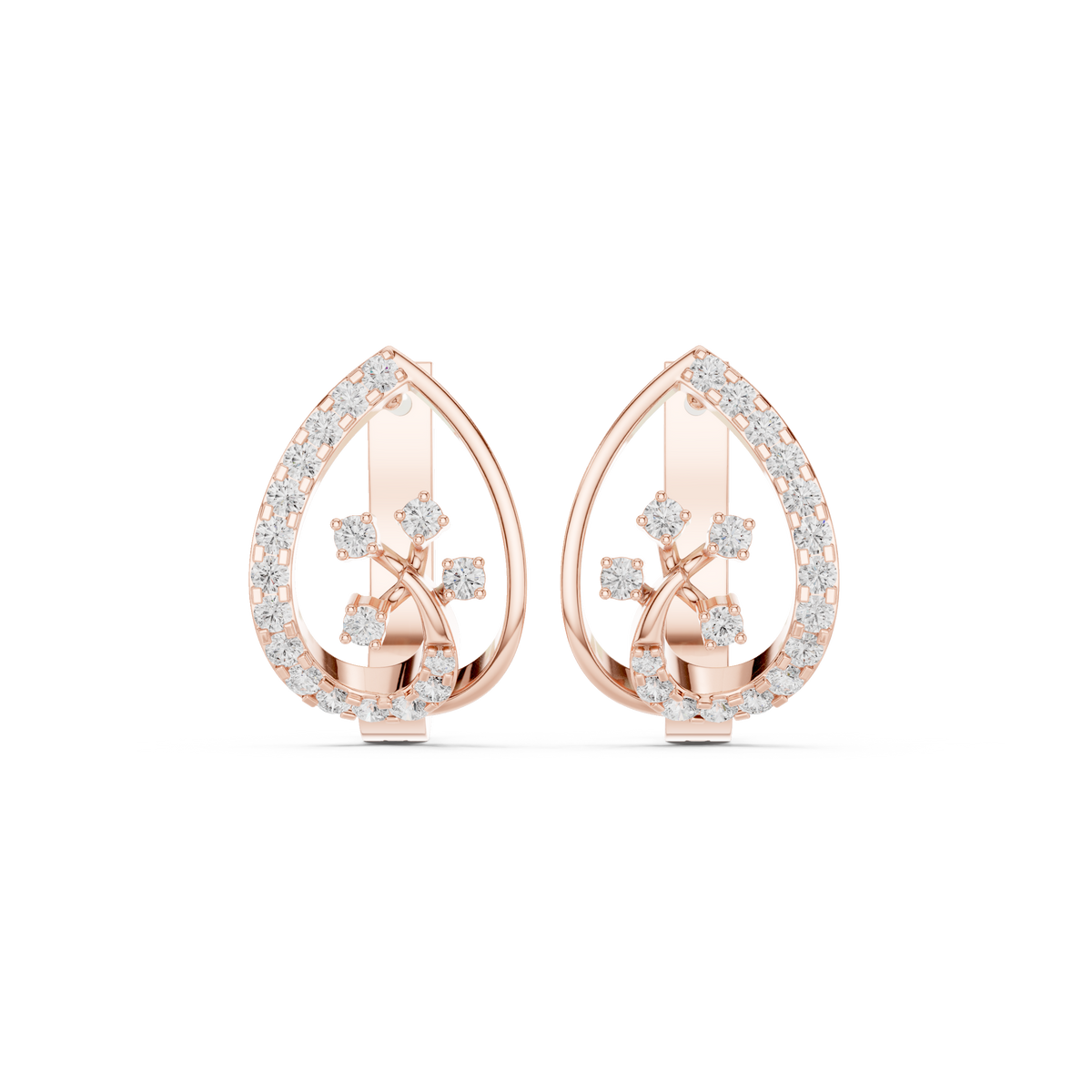 Elowra Teardrop Diamond Vine Hoops