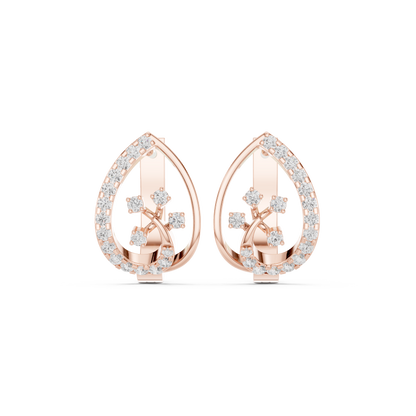 Elowra Teardrop Diamond Vine Hoops