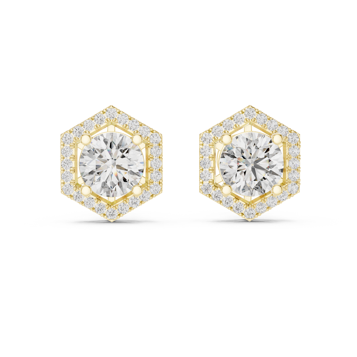 Zarelle Hexagon Halo Solitaire Stud