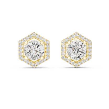Zarelle Hexagon Halo Solitaire Stud