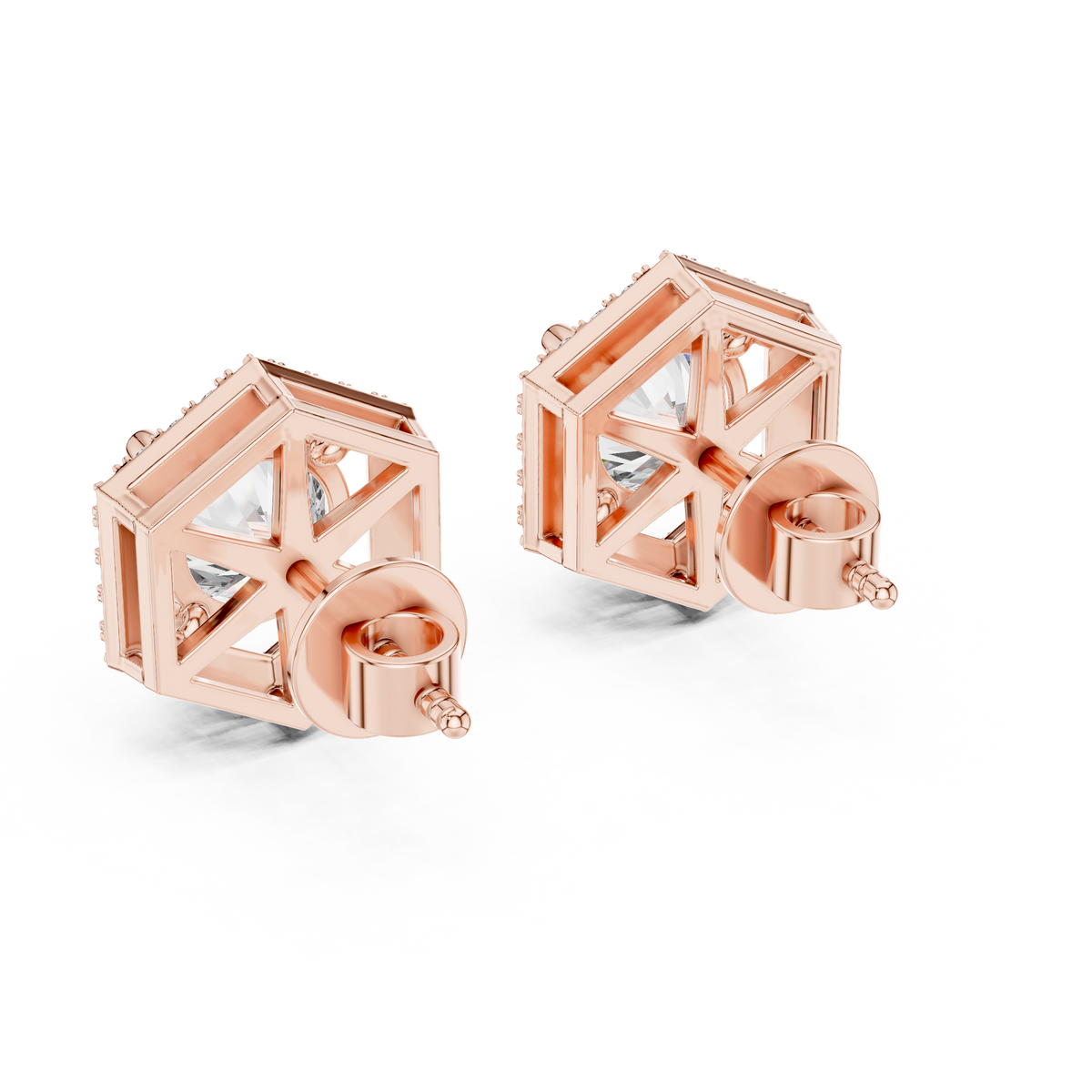 Zarelle Hexagon Halo Solitaire Stud