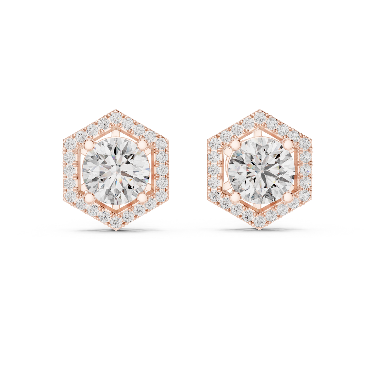 Zarelle Hexagon Halo Solitaire Stud