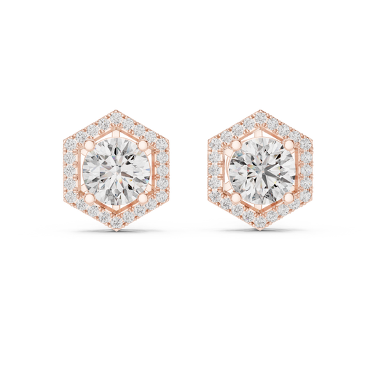 Zarelle Hexagon Halo Solitaire Stud