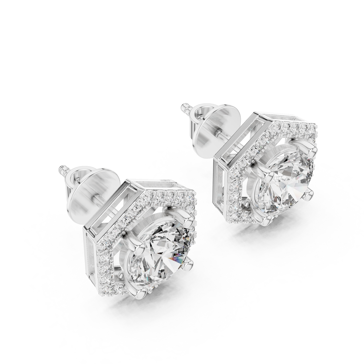 Zarelle Hexagon Halo Solitaire Stud
