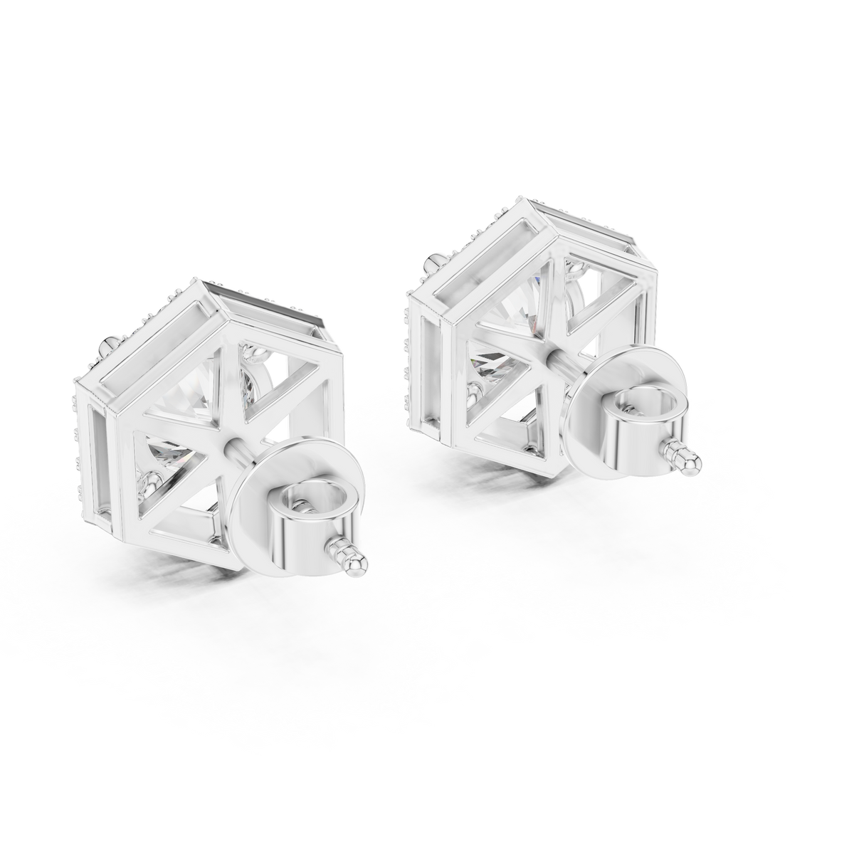 Zarelle Hexagon Halo Solitaire Stud