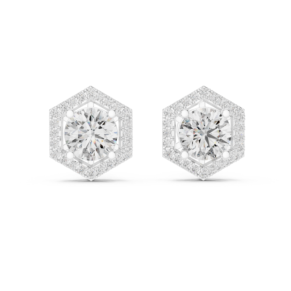 Zarelle Hexagon Halo Solitaire Stud