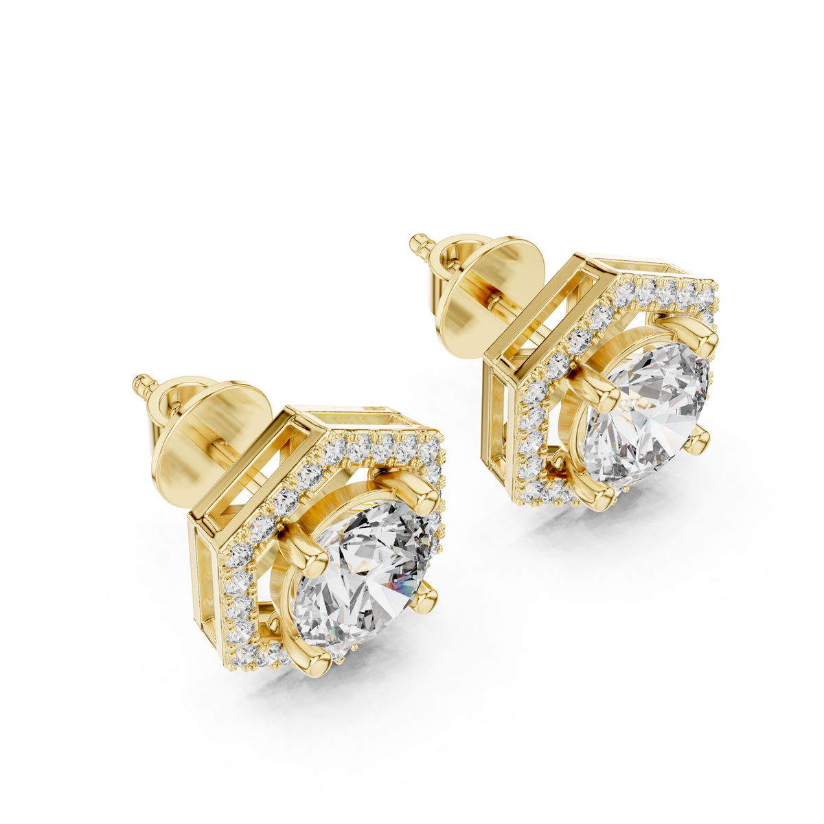 Zarelle Hexagon Halo Solitaire Stud