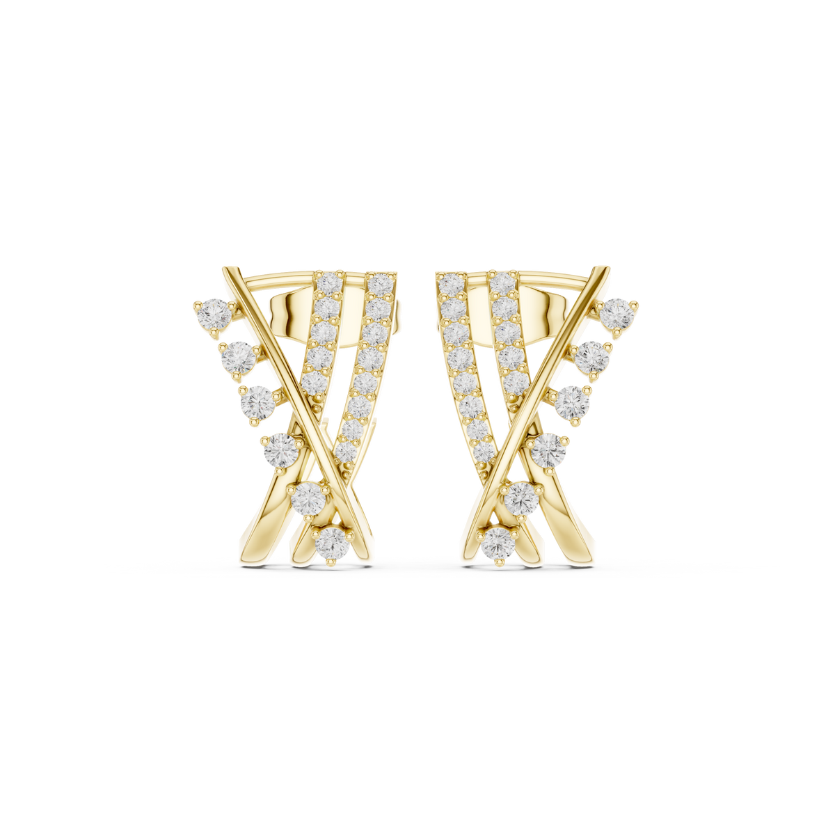 Avelora Crossed Diamond J Hoops