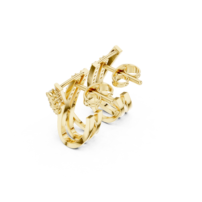 Avelora Crossed Diamond J Hoops