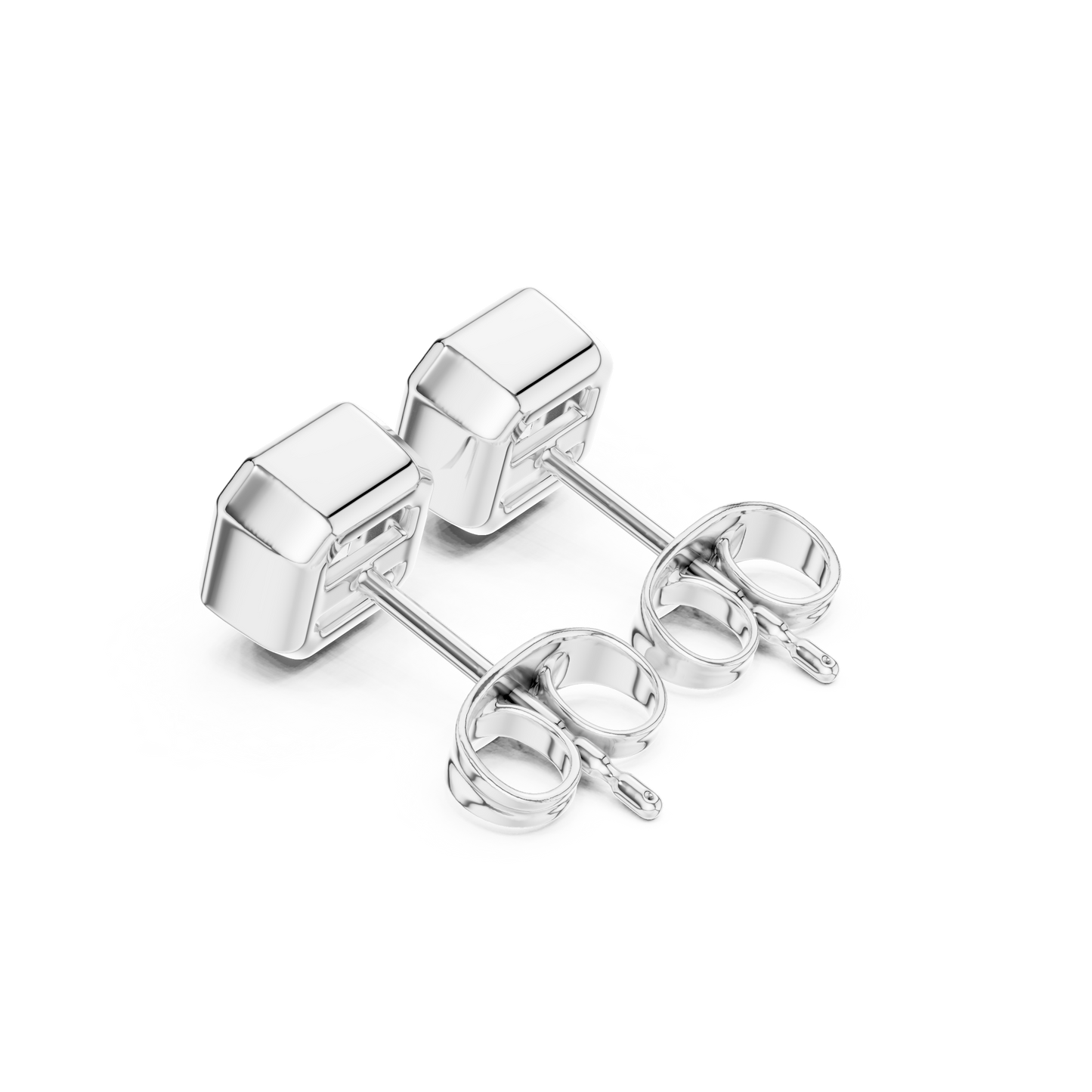 Imperial Aura Asscher Cut Moissanite Stud Earrings in 925 Sterling Silver