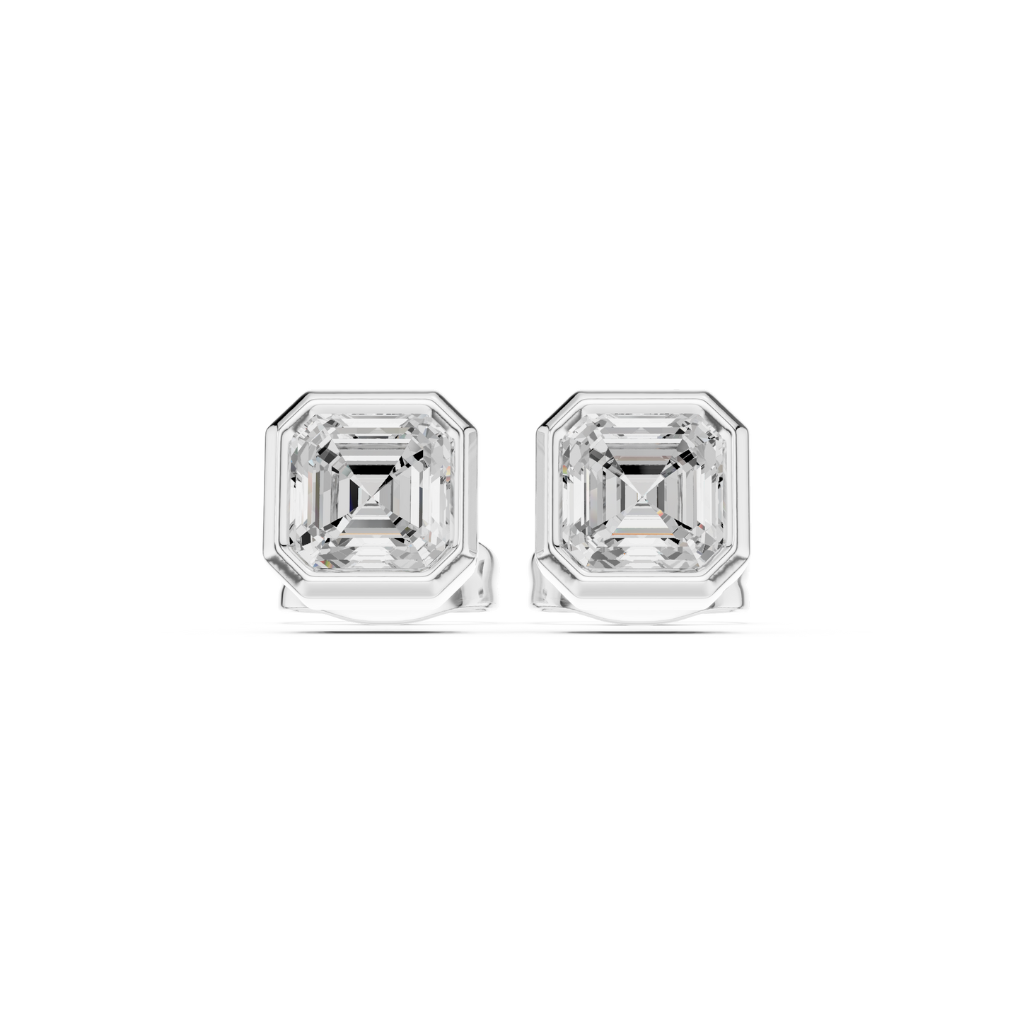 Imperial Aura Asscher Cut Moissanite Stud Earrings in 925 Sterling Silver