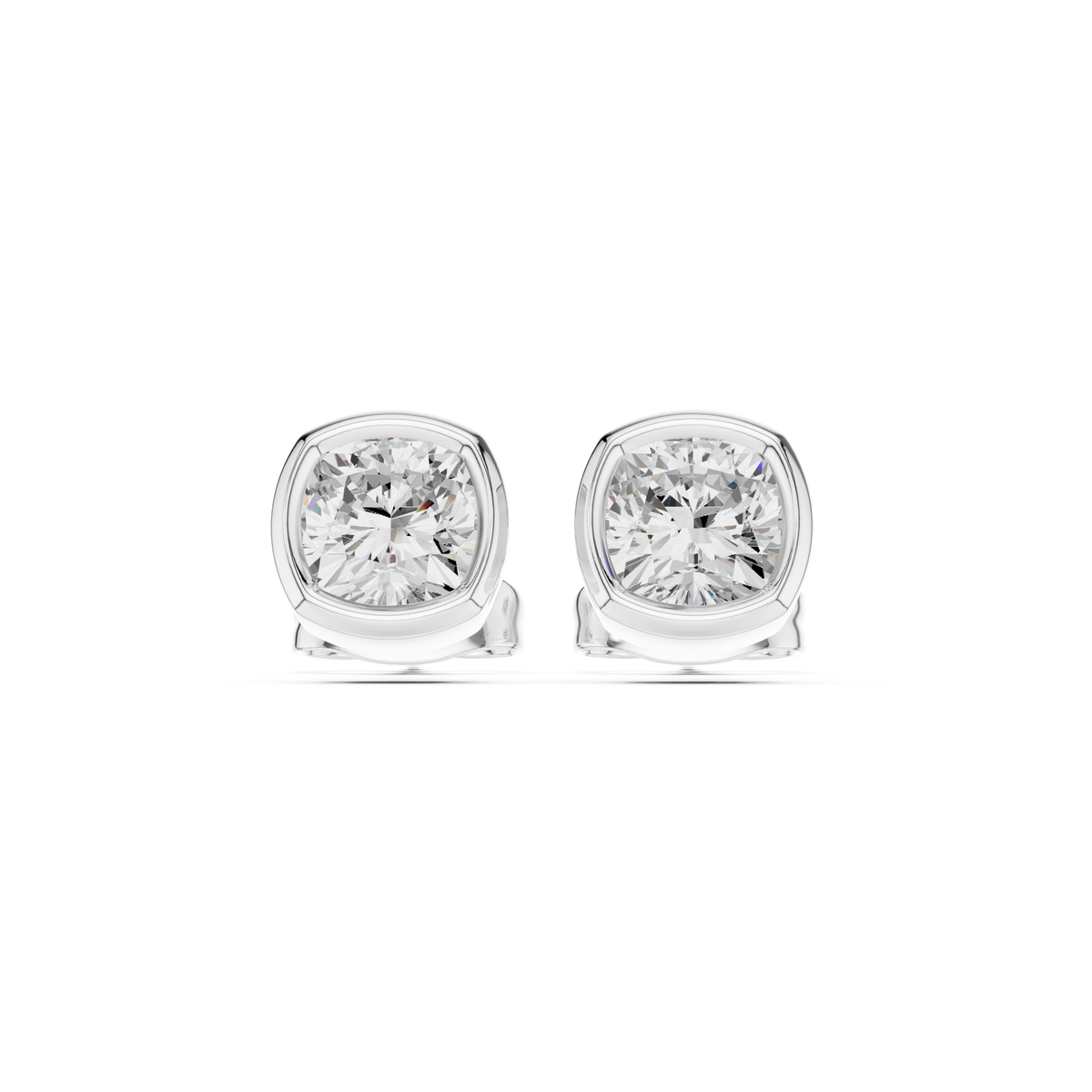 Virelle Round Diamond Cushion Bezel Studs