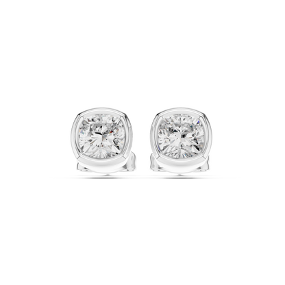 Virelle Round Diamond Cushion Bezel Studs