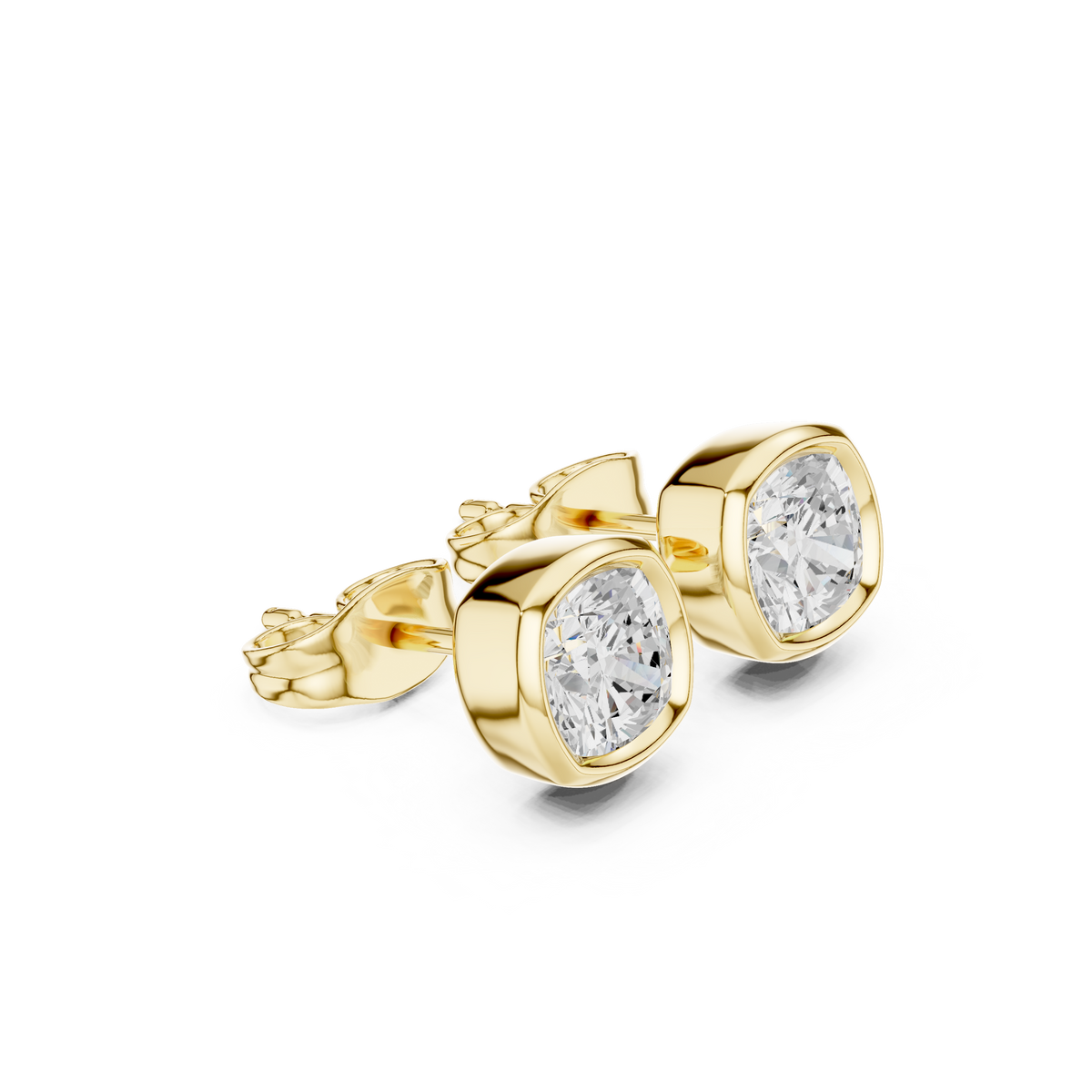 Virelle Round Diamond Cushion Bezel Studs