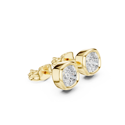 Virelle Round Diamond Cushion Bezel Studs