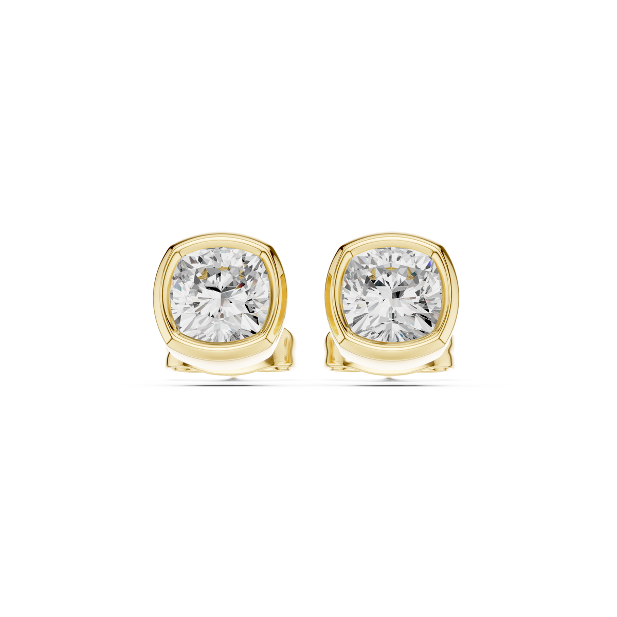 Virelle Round Diamond Cushion Bezel Studs