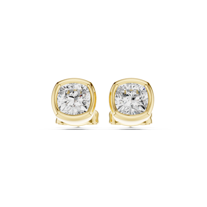 Virelle Round Diamond Cushion Bezel Studs