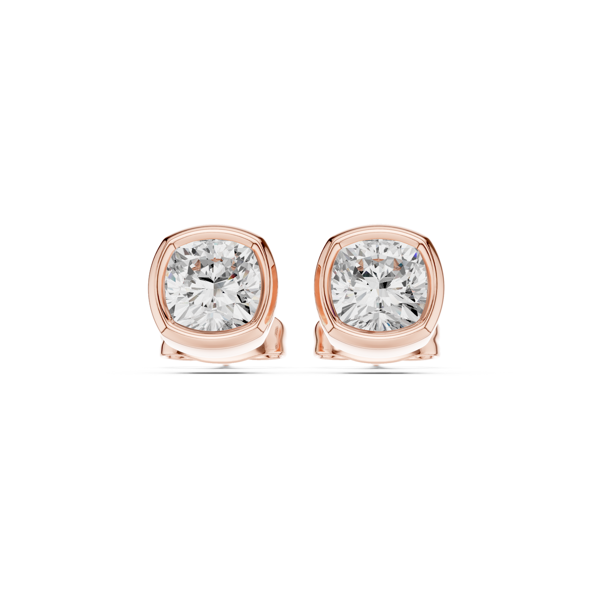 Virelle Round Diamond Cushion Bezel Studs
