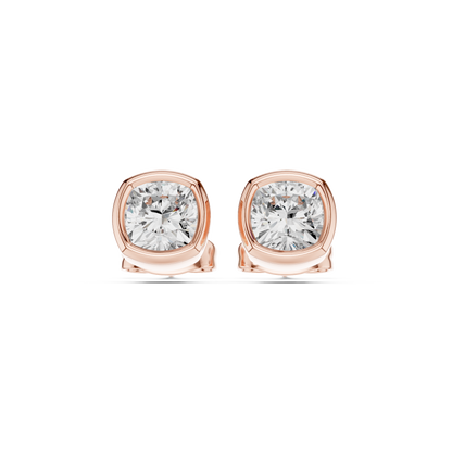 Virelle Round Diamond Cushion Bezel Studs