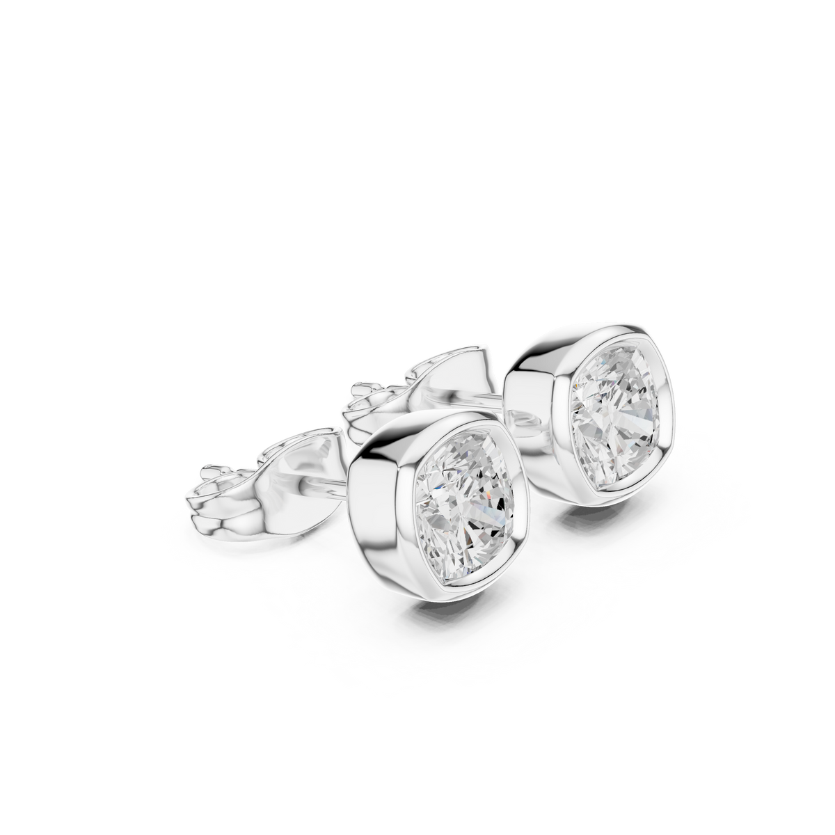 Virelle Round Diamond Cushion Bezel Studs