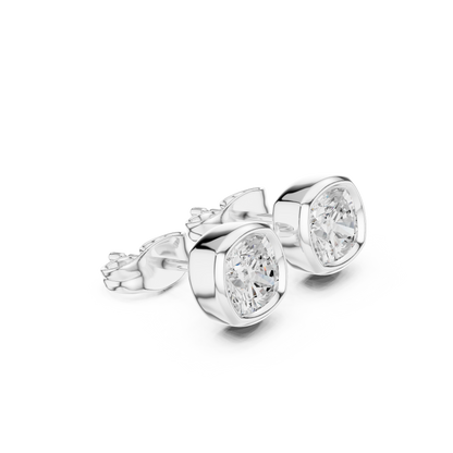 Virelle Round Diamond Cushion Bezel Studs