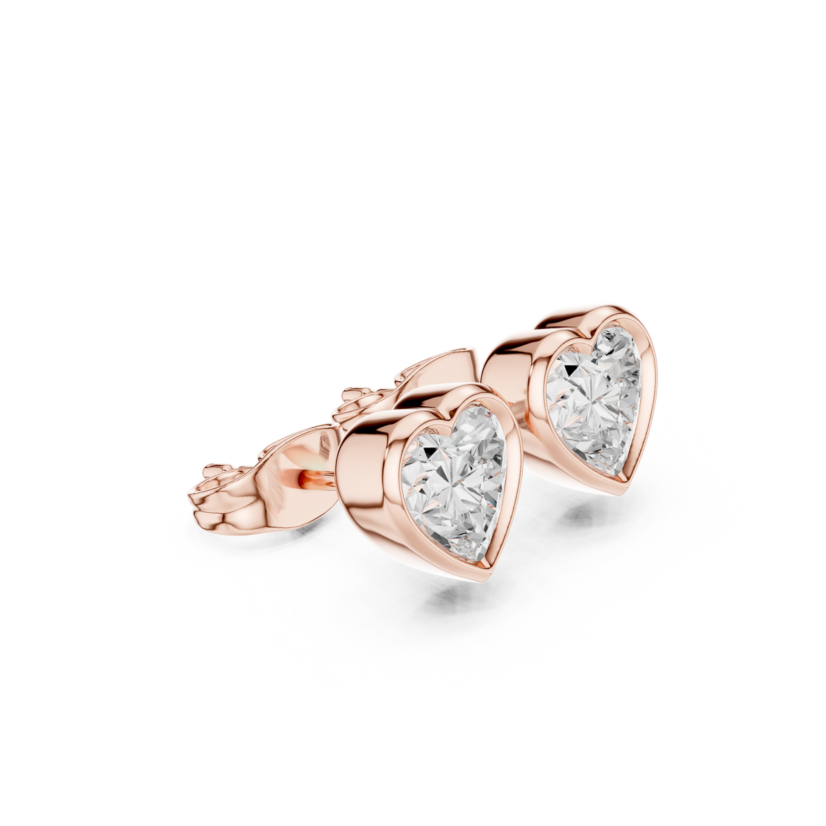Avelisse Heart Diamond Bezel Studs