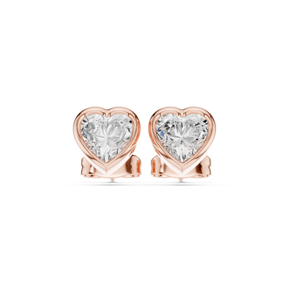 Avelisse Heart Diamond Bezel Studs