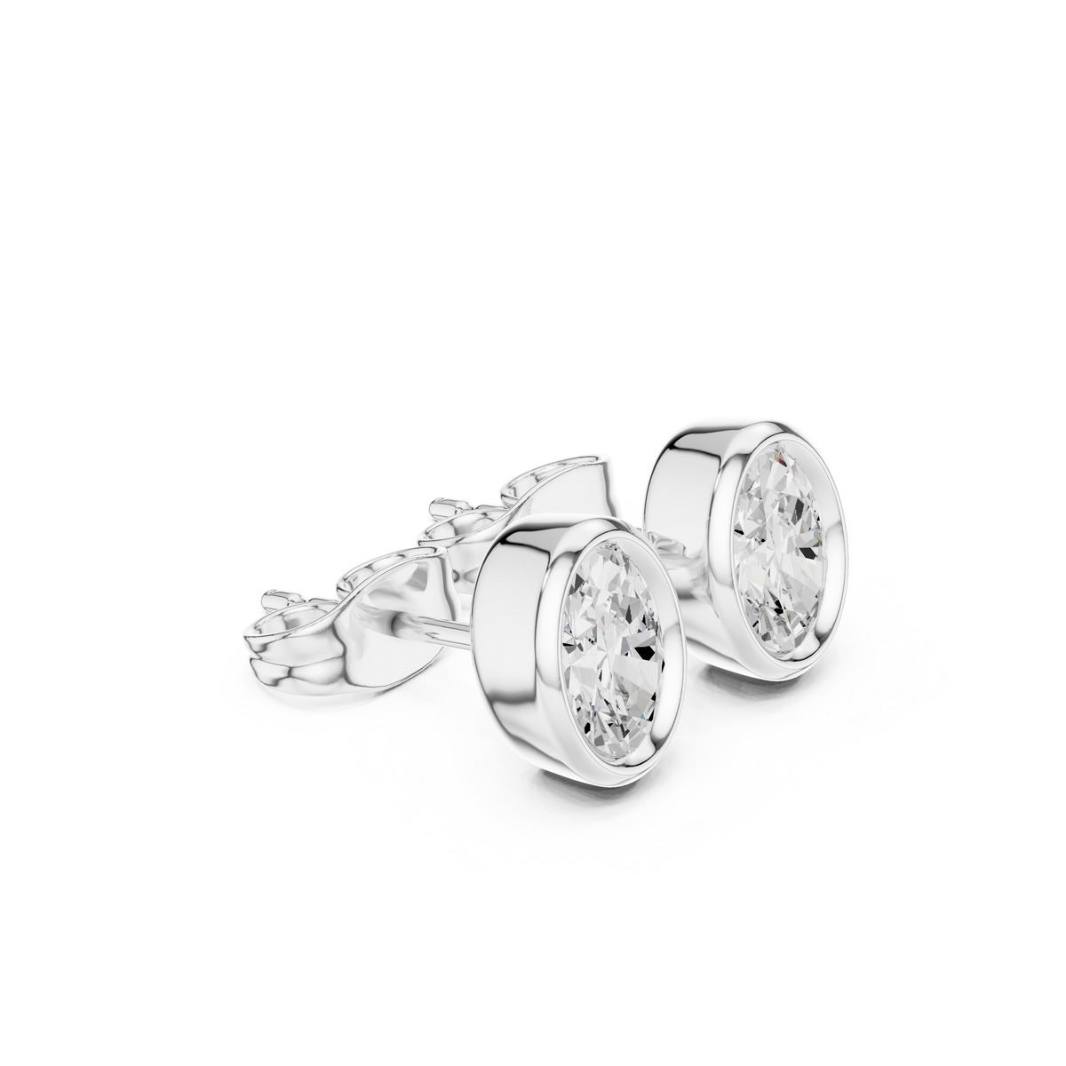 Elviora Oval Diamond Bezel Studs