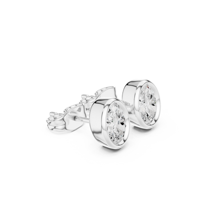 Elviora Oval Diamond Bezel Studs