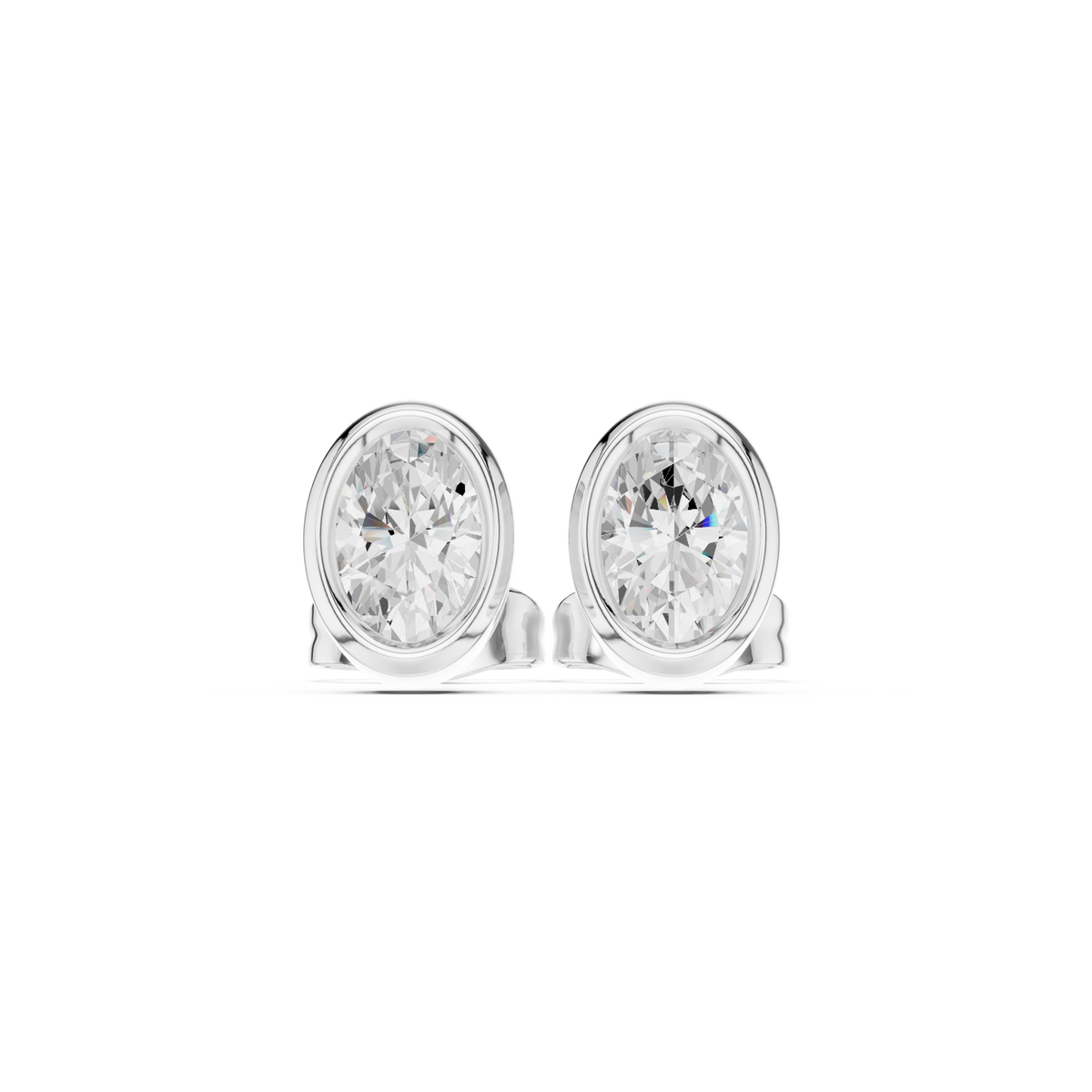 Elviora Oval Diamond Bezel Studs