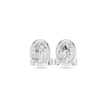 Elviora Oval Diamond Bezel Studs